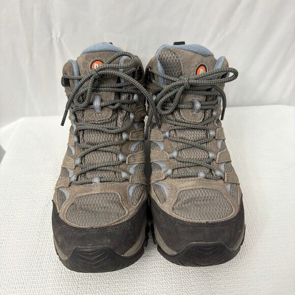 Merrell Moab 3 Mid Boots Womens 10 Wide Vibram Waterproof Hiking Gray Blue - Picture 3 of 11